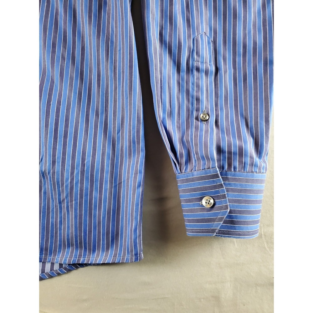 Eton Contemporary Shirt Mens 16.5 42 Blue Striped Button Up Long Sleeve Cotton - Picture 4 of 14